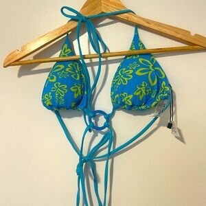 Garage Bright Floral 'Bikini Bottom' Style Triangle Tie Bikini Top meidum